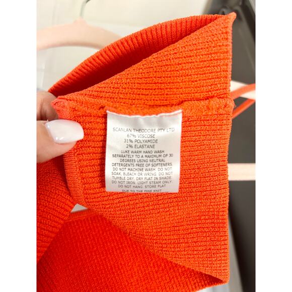 Scanlan Theodore Sleeveless V-Neck Crepe Knit Bralette Crop Top Orange Women's S - Picture 4 of 4